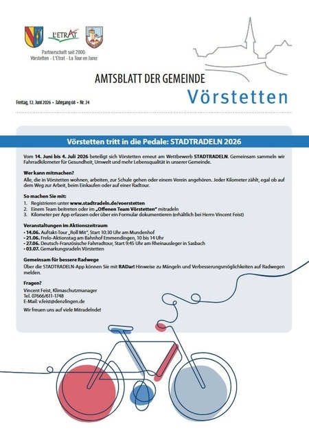 Amtsblatt der Gemeinde Vörstetten KW 24/2026 Amtsblatt der Gemeinde Vörstetten KW 24/2026