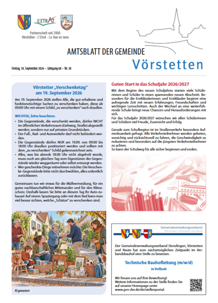 Amtsblatt der Gemeinde V�rstetten KW 38/2026