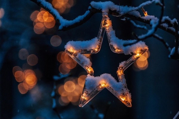 Weihnachten, Stern, Schnee