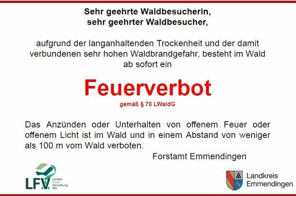 Aushang Feuerverbot  Aushang Feuerverbot